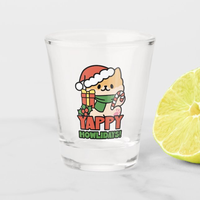 Vaso De Chupito Yappy Howlidays - Personalizado de perros Navidade (Anverso)