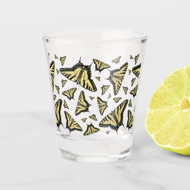 Vaso De Chupito Yellow Swallowtail Butterflies Customizeable (Anverso)