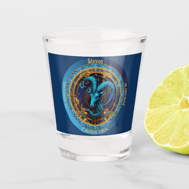 Vaso De Chupito Zodíaco Capricornio con Fechas (Anverso)