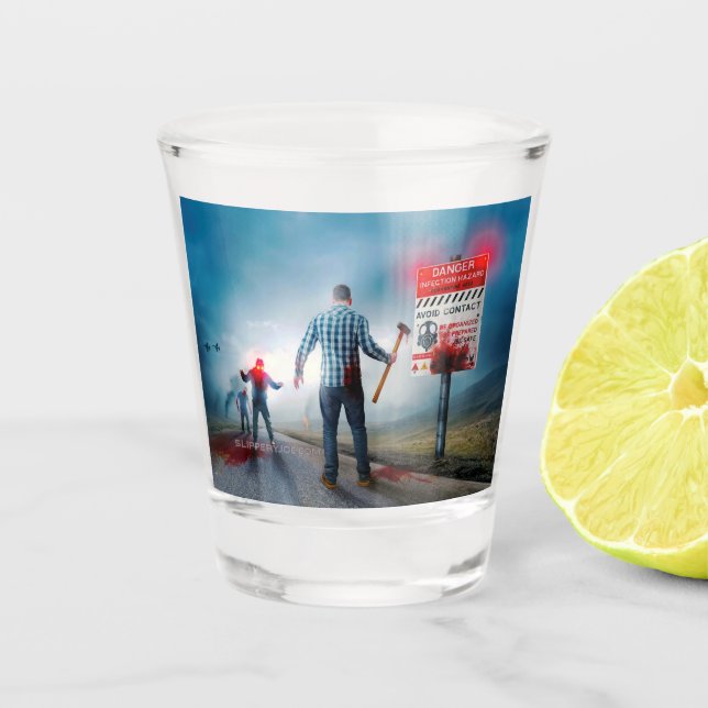 Vaso De Chupito Zombis de los alegres ojos brillantes de Halloween (Anverso)