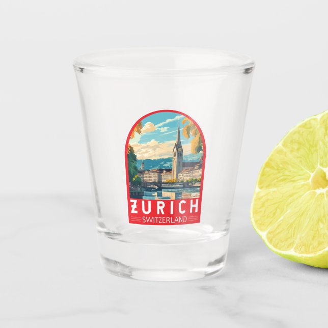 Vaso De Chupito Zurich Suiza Emblema de arte de viajes (Anverso)