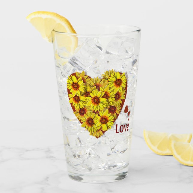Vaso de Corazón de Girasol para Beber (Anverso (hielo))