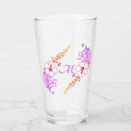 Vaso de cristal floral con monograma