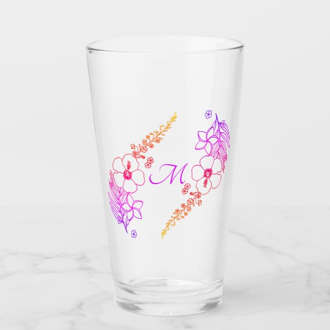 Vaso de cristal floral con monograma (Anverso)