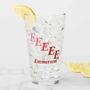 Vaso de cristal - iniciales sombreadas con nombre