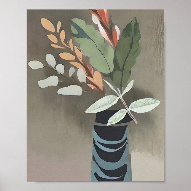 Vaso de hojas arte minimalista  (Frente)