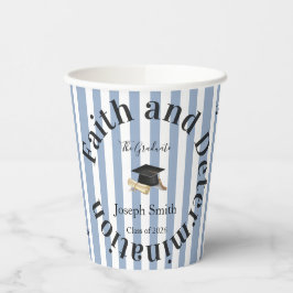 Vaso de Papel Azul y Blanco con Raya Graduado 2026