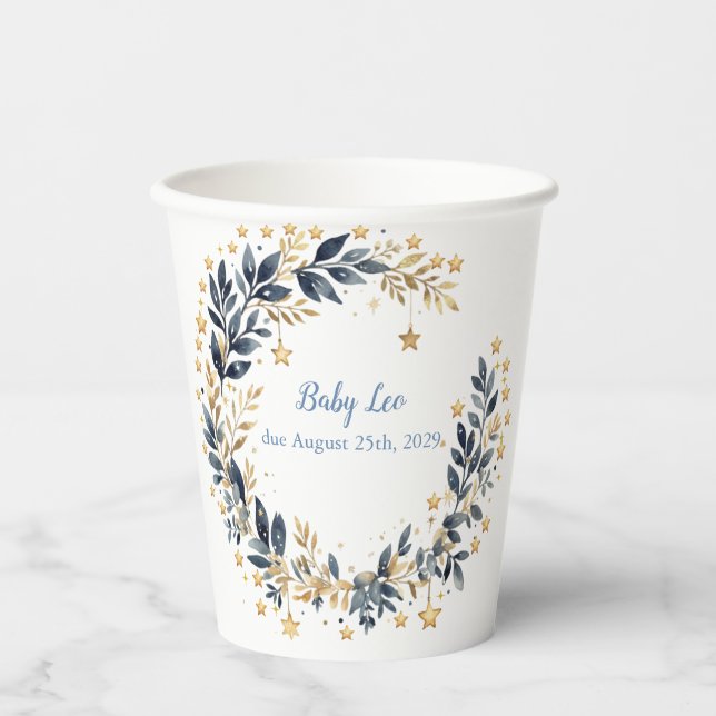 Vaso de papel Boho Stars Greenery (Anverso)