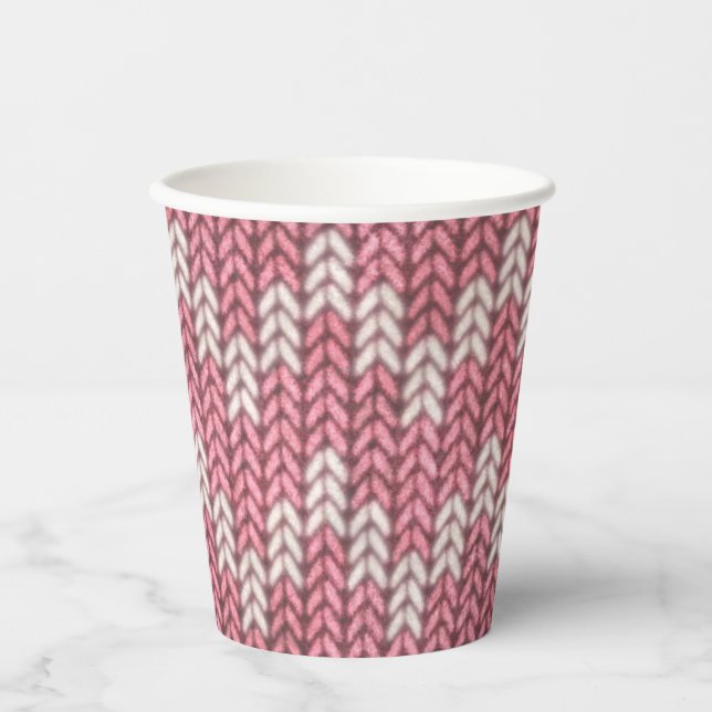 Vaso de papel con estampado de punto rosa (Anverso)