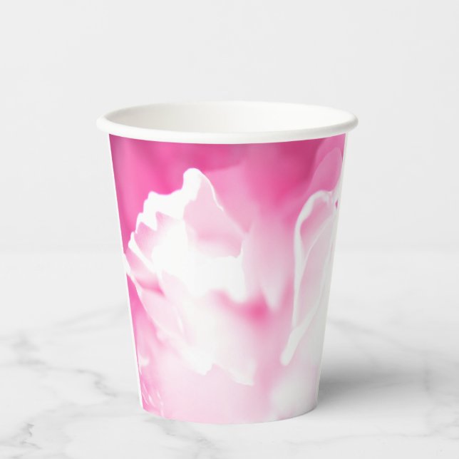 Vaso de papel con estampado floral rosa (Anverso)