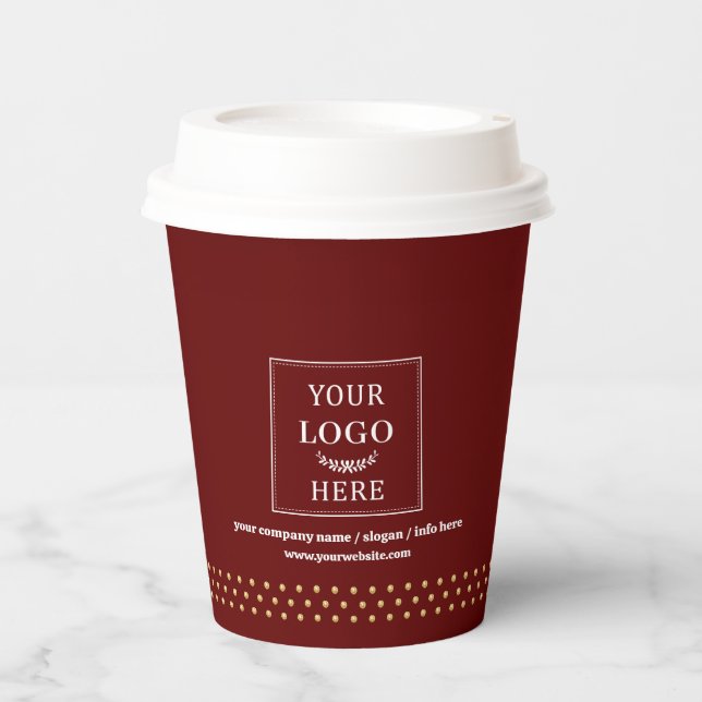 Vaso de Papel con Logo Comercial Estampado Puntos  (Anverso)