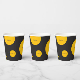 Vaso de papel con lunares amarillos