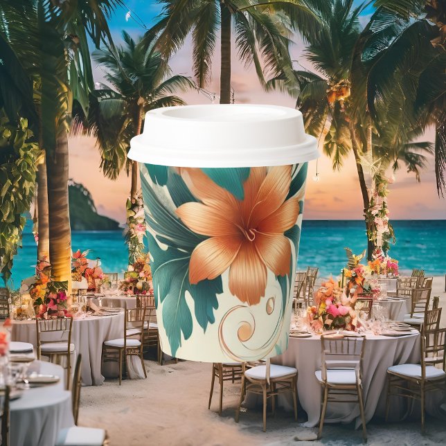 Vaso de papel con tapa de iridiscencia tropical (Subido por el creador)