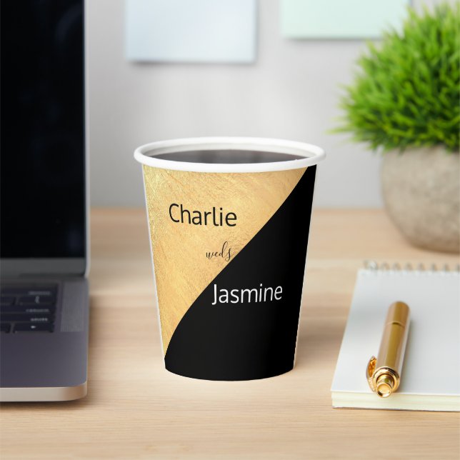 Vaso de papel de boda con lámina de oro y negro mo (in situ)