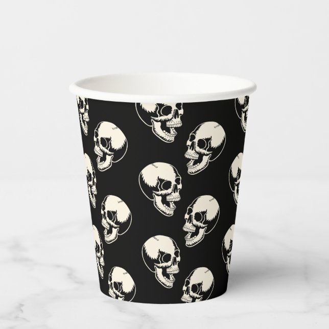 Vaso de papel de calaveras sonrientes de Halloween (Anverso)