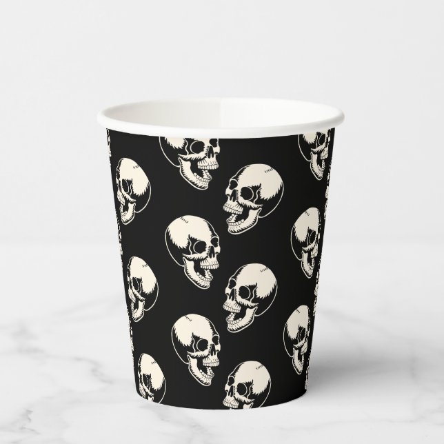Vaso de papel de calaveras sonrientes de Halloween (Izquierda)