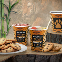 Vaso de papel de cumpleaños con estampado de tigre