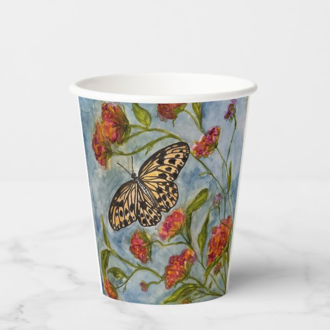 Vaso de papel de cumpleaños de mariposa dulce para (Anverso)