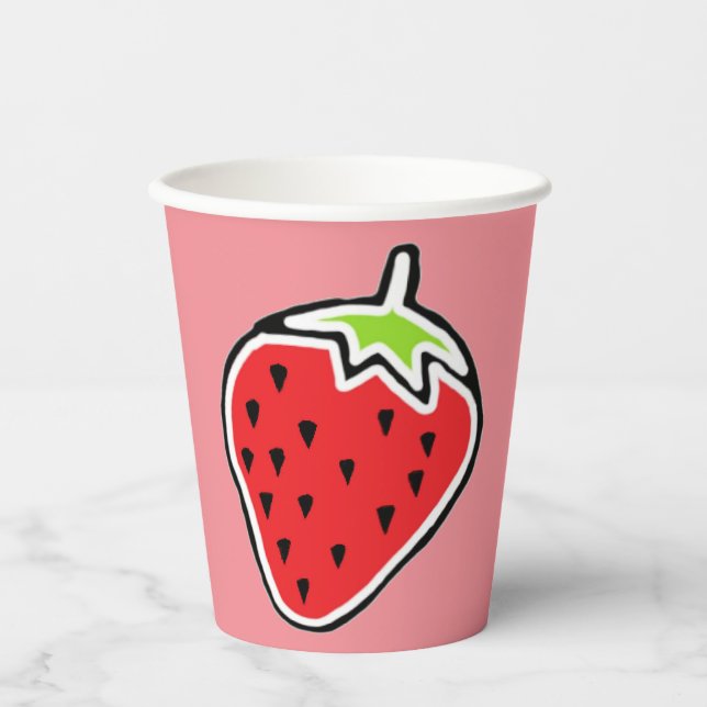 Vaso de papel de fresa (Anverso)