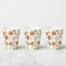 Vaso de papel de Halloween con calabazas - Blanco