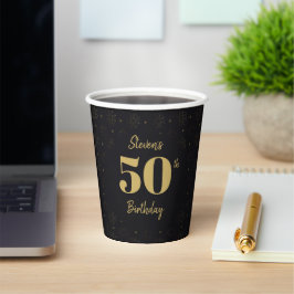 Vaso de papel de hito de oro de medianoche