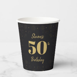 Vaso de papel de hito de oro de medianoche