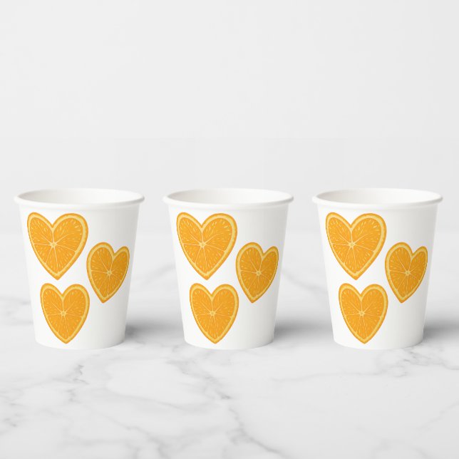 Vaso de papel de naranja corazón – Vajilla de bebi (Multi)