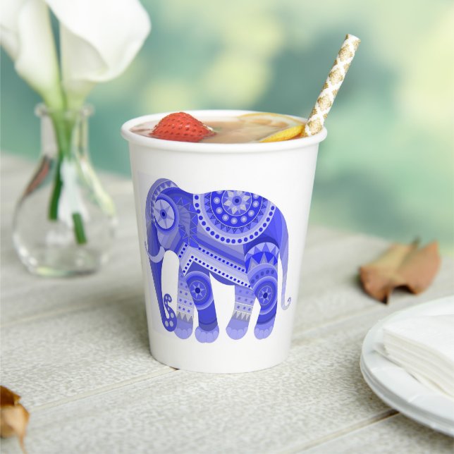Vaso de papel DRINK CON ELEFANTE AZUL FRÍO (in situ)