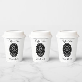 Vaso de papel elegante blanco y negro para evento 