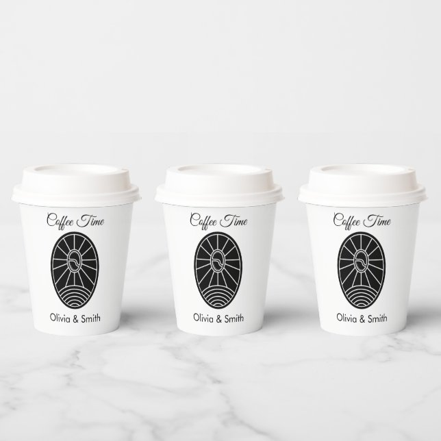 Vaso de papel elegante blanco y negro para evento  (Multi)