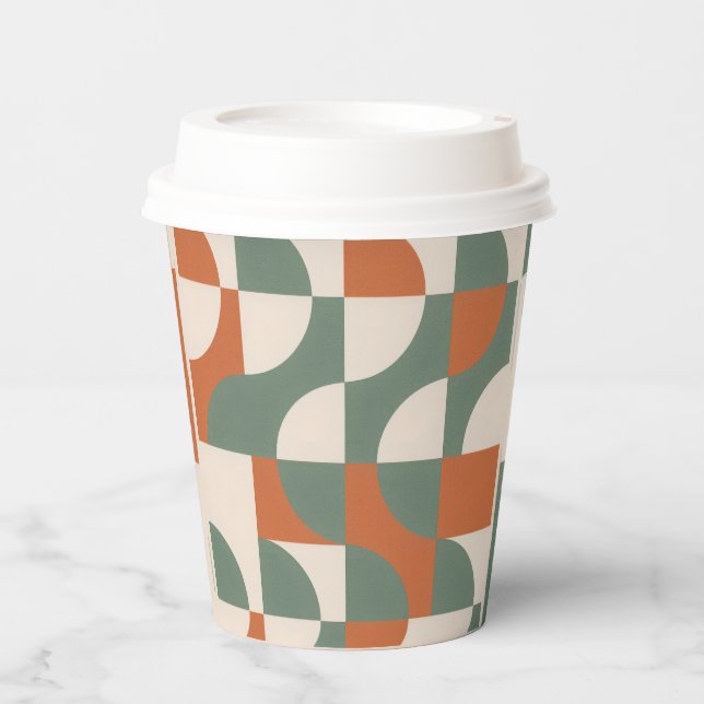 Vaso de papel geométrico retro moderno (Anverso)