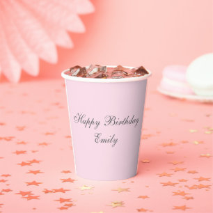 Vaso de papel minimalista rosa para fiesta de cump