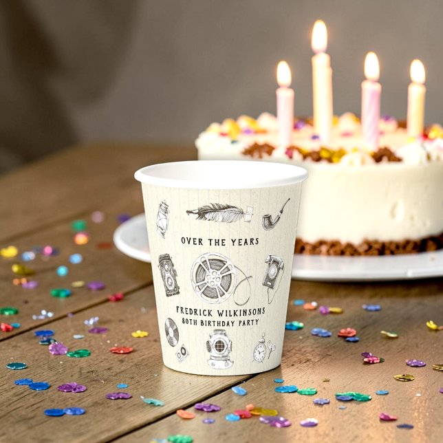 Vaso de Papel Nostálgico Cumpleaños 80 (Subido por el creador)
