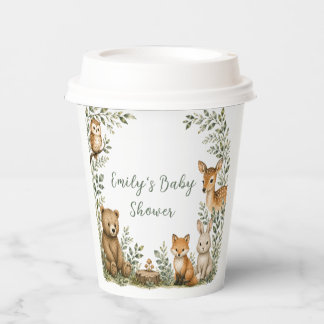 Vaso de papel para baby shower en el bosque