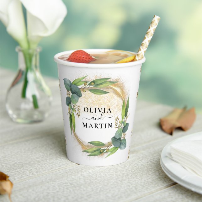 Vaso de papel para boda de arena mágica eucalipto  (in situ)