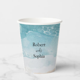 Vaso de papel para boda de verano azul playa