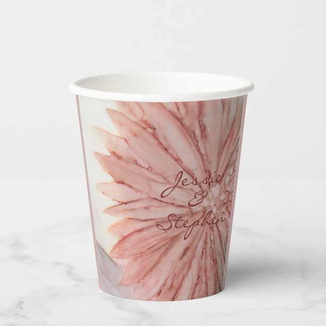Vaso de Papel para Boda Flor Rosa Elegante (Anverso)