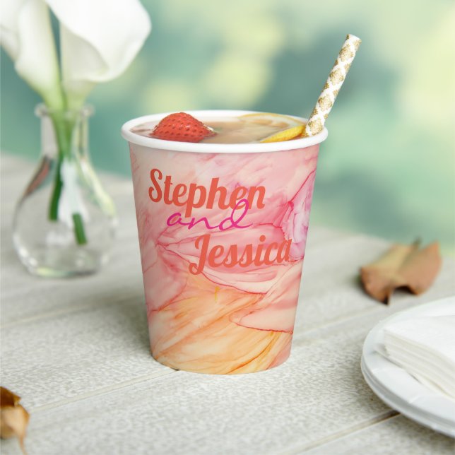 Vaso de Papel para Boda Flores Rosadas (in situ)
