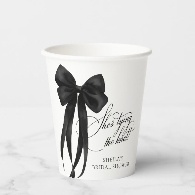 Vaso de papel para despedida de soltera con lazo n (Anverso)
