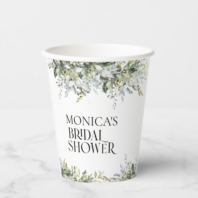 Vaso de papel para ducha de novia de hierbas verde (Anverso)