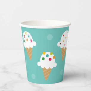 Vaso de papel para fiesta con cono de helado turqu