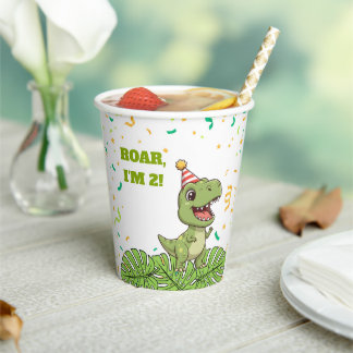 Vaso de papel para fiesta de cumpleaños de dinosau
