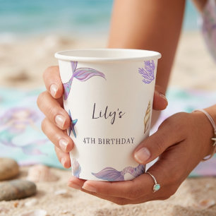 Vaso de papel para fiesta de cumpleaños de sirena