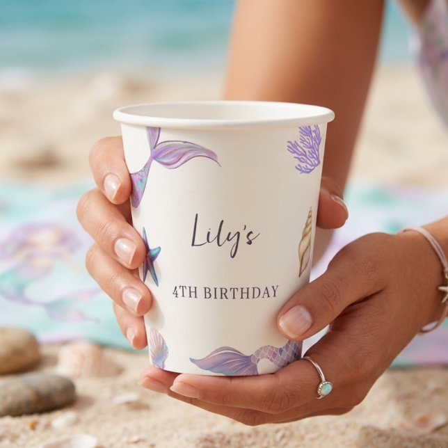 Vaso de papel para fiesta de cumpleaños de sirena  (Subido por el creador)