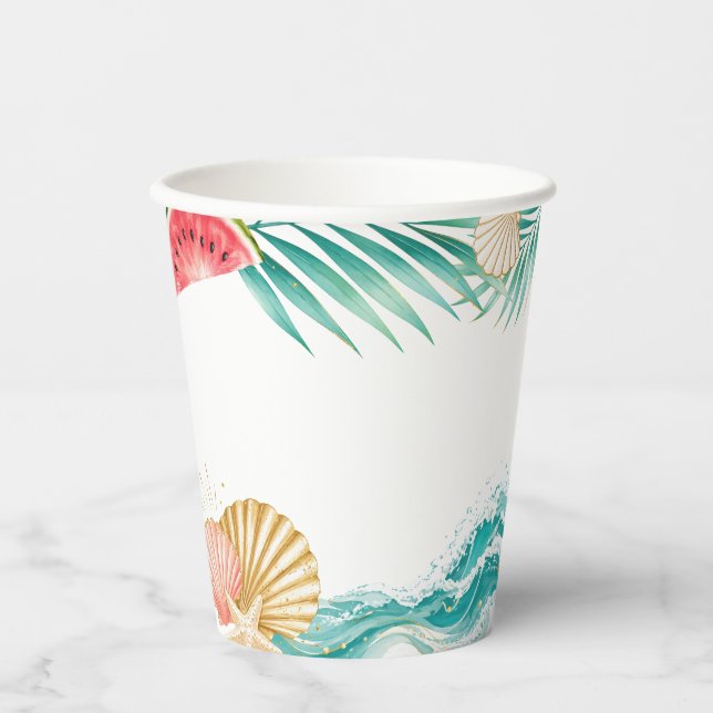 Vaso de papel para fiesta de cumpleaños de verano (Anverso)