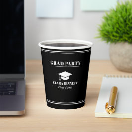 Vaso de papel para graduación 2026 en negro y blan