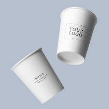 Vaso de papel personalizado con logotipo minimalis