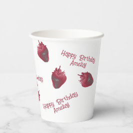 Vaso de papel personalizado de cumpleaños de fresa