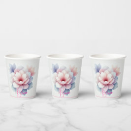 Vaso de Papel Personalizado Floral Rosa Pastel Ele