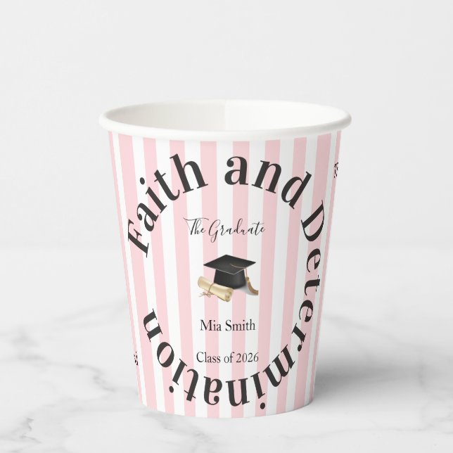 Vaso de Papel Rosa y Blanco con Rayas Graduado 202 (Izquierda)
